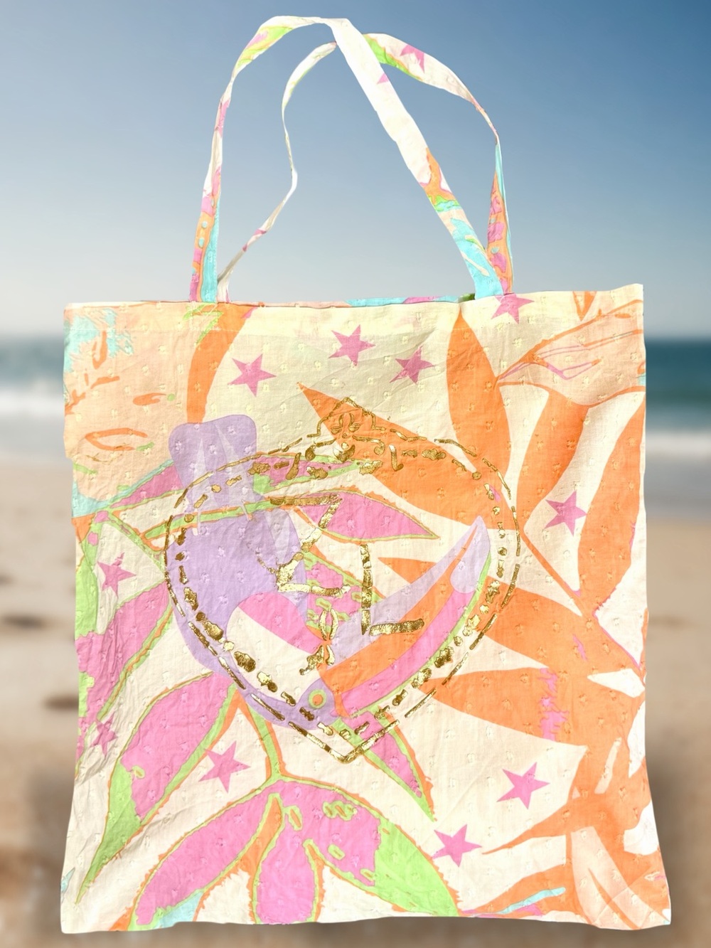 Whimsy Tote Bag “Z&L” hand-painted gold icon